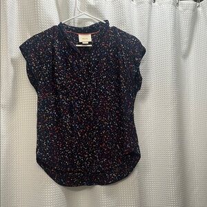 Maeve Navy Blouse with Multicolor Speckles